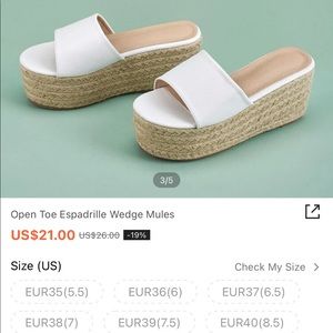BRAND NEW NEVER WORN SHEIN Espadrille Wedge Mules